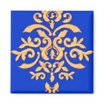 Elegant Royal Blue & Gilded Damask Magnet magnets