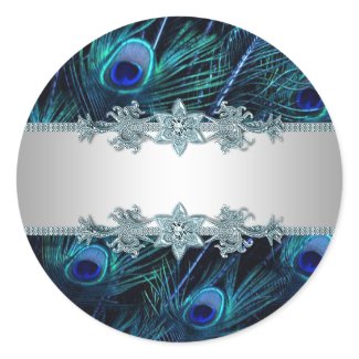 Elegant Royal Blue Peacock Stickers