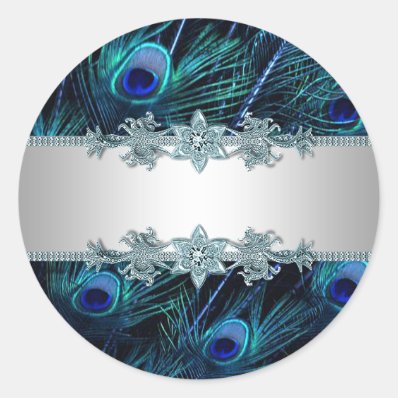 Elegant Royal Blue Peacock Stickers