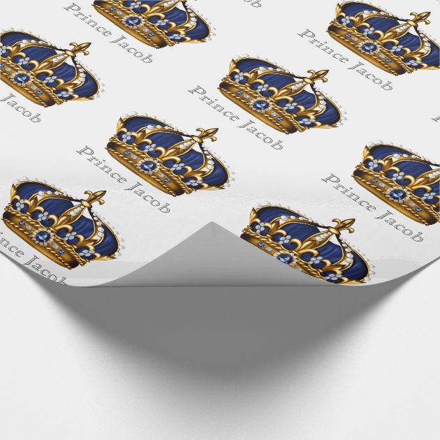 Elegant Royal Blue Prince Baby Shower Gift Wrap 4/4