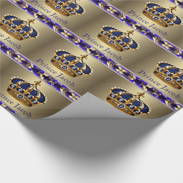 Elegant Royal Blue Prince Baby Shower Gift Wrap-3