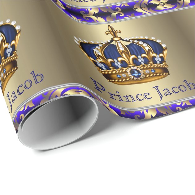 Elegant Royal Blue Prince Baby Shower Gift Wrap-2