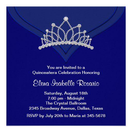 Elegant Royal Blue Quinceanera Invitations