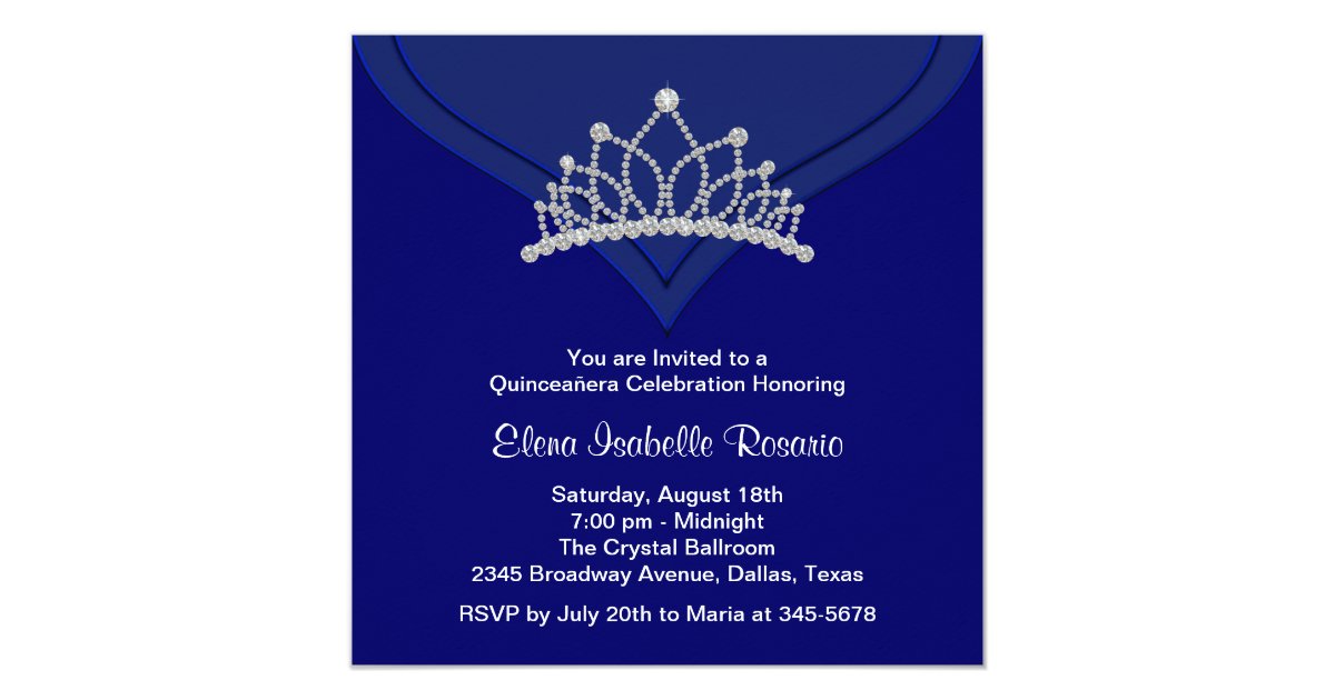 Elegant Royal Blue Quinceanera Invitations Zazzle