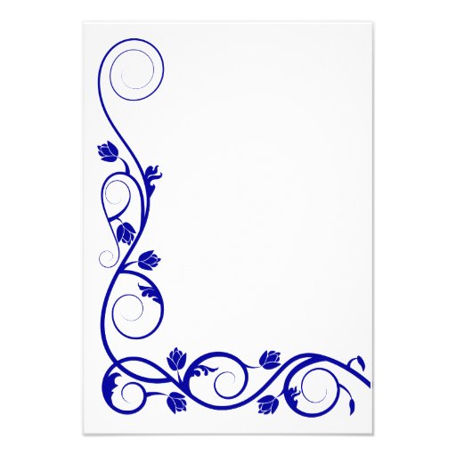 Elegant Royal Blue Swirls Reception Cards Invite