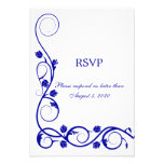 Elegant Royal Blue Swirls RSVP / Reply Card Invite