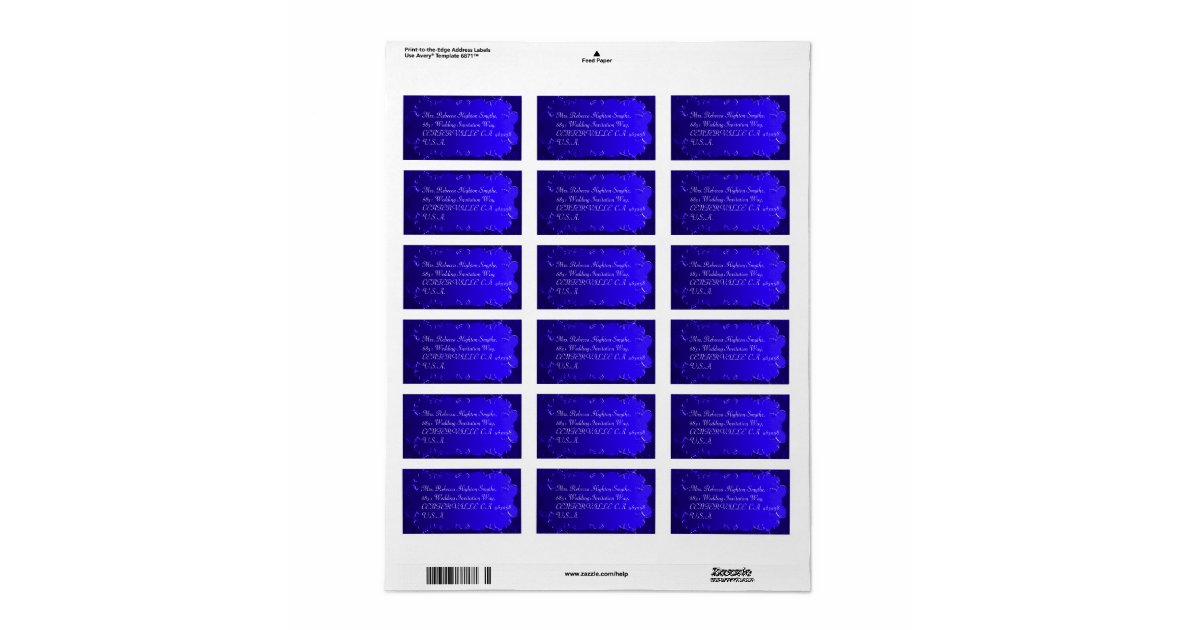 Elegant Royal Blue Wedding Address Labels Zazzle