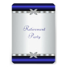 Elegant Royal Blue Womans Retirement Party Custom Invite