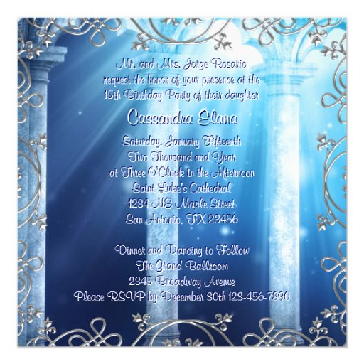 Elegant Royal Navy Blue Quinceanera Invitations
