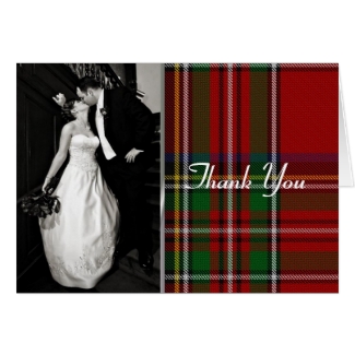 Elegant Royal Stewart Plaid Photo Thank You Card