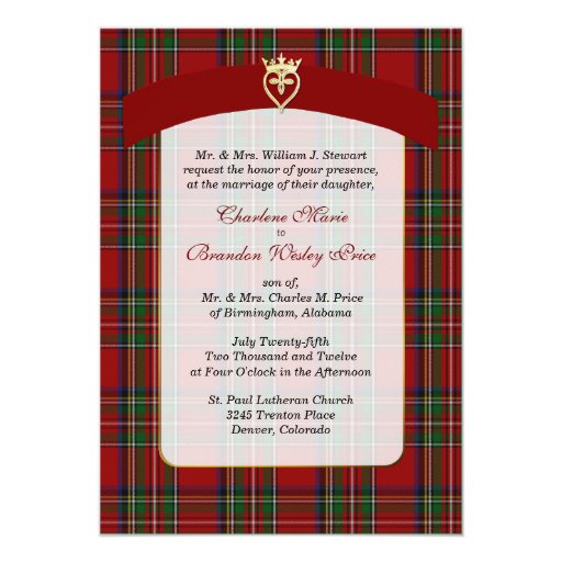 Elegant Royal Stewart Plaid Wedding Invitation Zazzle