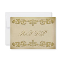 Elegant RSVP Response Cards Vintage Leaf Scroll Personalized Invitation