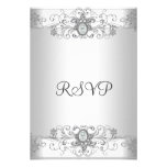 Elegant RSVP Silver White Diamond Custom Invitations