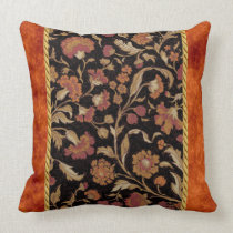 Elegant Rust Colored Floral Pattern Throw Pillow