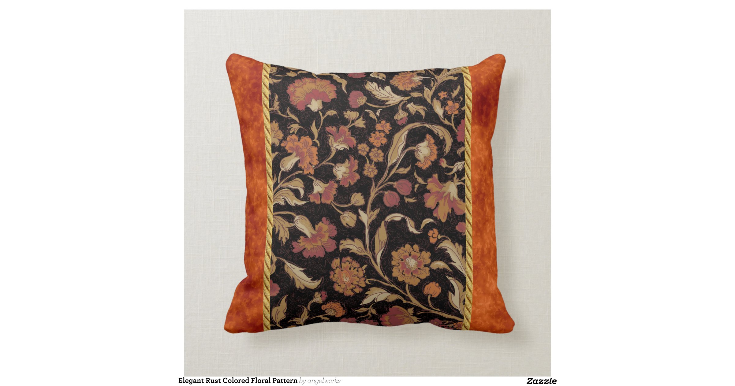 Elegant Rust Colored Floral Pattern Throw Pillow Zazzle