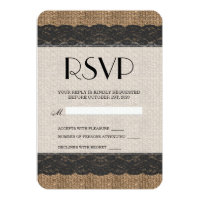 Elegant Rustic Black Lace and Jute Design Card