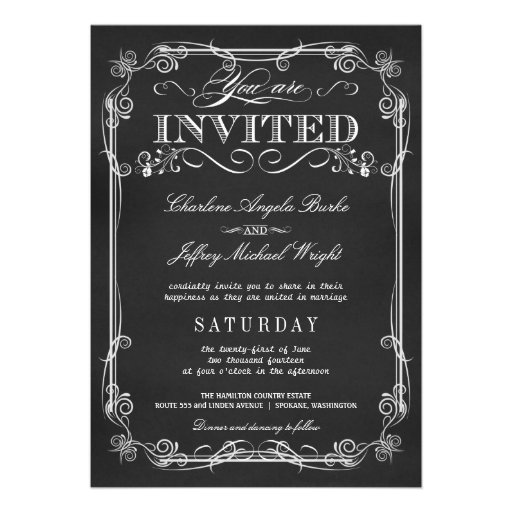 Elegant Rustic Chalkboard Wedding Invitations