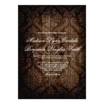 Elegant Rustic Country Damask Wedding Invitations