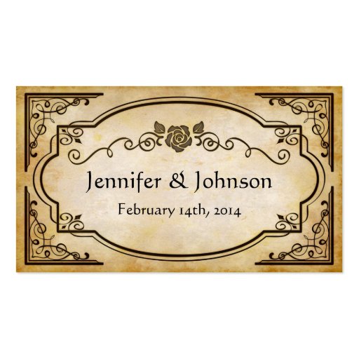 Elegant Rustic Distressed Wedding Table Place Card Business Card Template (back side)