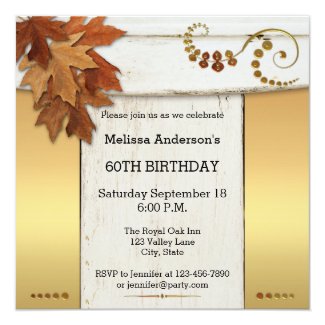Elegant Rustic Fall Birthday Party Invitation