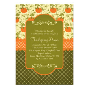 Elegant Rustic Pumpkins Thanksgiving Dinner Invitations