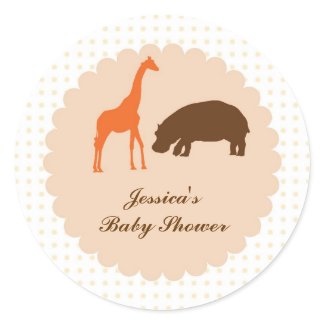 Elegant Safari Animals Baby Shower Favor Sticker