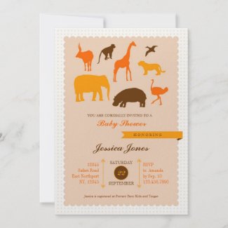 Elegant Safari Animals Baby Shower Invitation