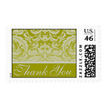 Elegant Sage Damask Thank You Postage Stamp