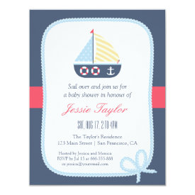 Elegant Sail boat Nautical Baby Shower Invitations