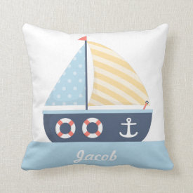 Elegant Sail boat Nautical Theme For Boys Room Throw Pillow