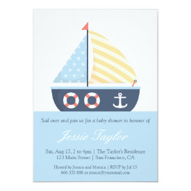 Elegant Sailboat Nautical Baby Shower Invitations
