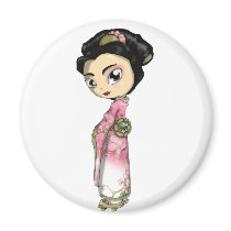 Elegant Sakura Geisha Magnets