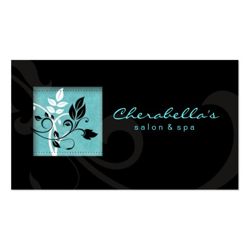 Elegant Salon Spa Floral Business Card Black Blue