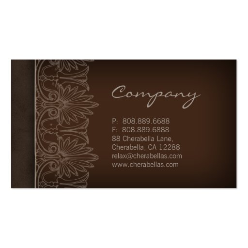 Elegant Salon Spa Lace Business Card Brown Beige (back side)