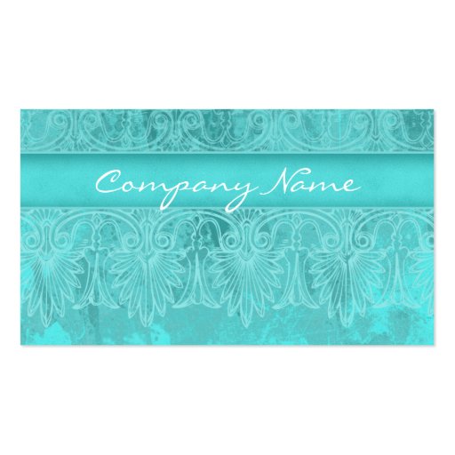 Elegant Salon Spa Lace Business Card Turquoise (front side)