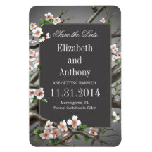 elegant save the date blossoms magnets