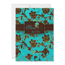 Elegant Save the Date Card Gold Floral BB 2 Personalized Invitations