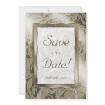 Elegant Save the Date Card Leaf Floral Gold Taupe invitations