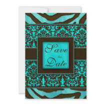 Elegant Save the Date Card Zebra Damask BB Personalized Invitation