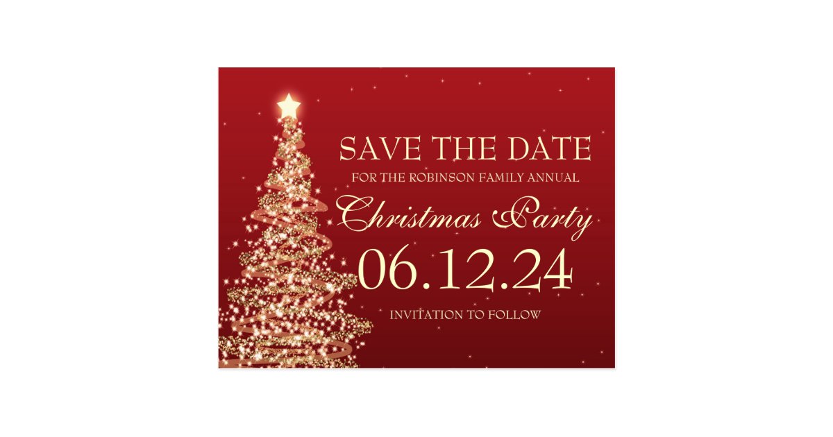 elegant save the date christmas party red postcard zazzle elegant save the date christmas party red postcard zazzle