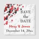 Elegant Save The Date  Japanese Flowers Red magnets