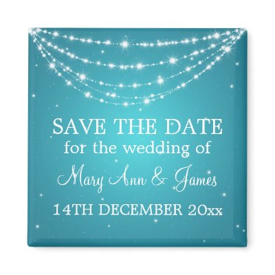 Elegant Save The Date Sparkling Chain Blue Fridge Magnet