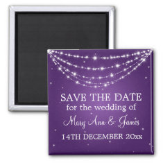 Elegant Save The Date Sparkling Chain Purple Magnet