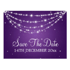 Elegant Save The Date Sparkling Chain Purple Postcard