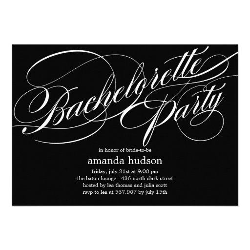 Elegant Script Bachelorette Party Invitation