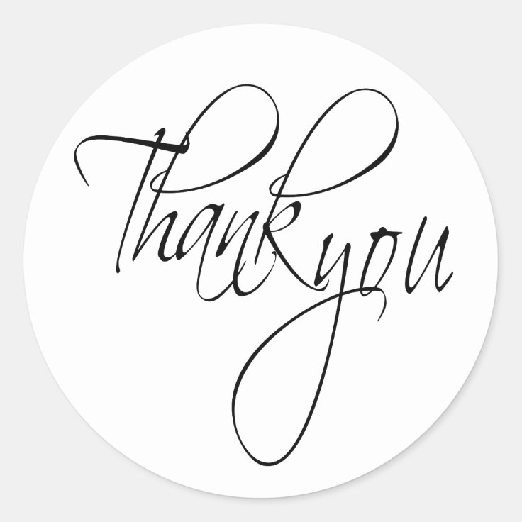 Elegant Script Black And White Thank You Seals Zazzle