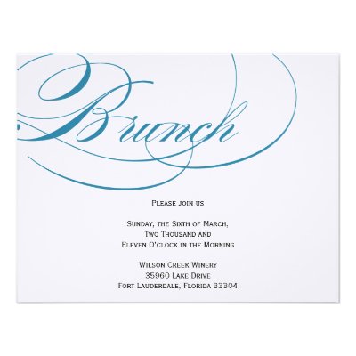 Elegant Script Brunch Invitation - Blue