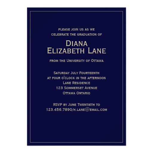 Elegant Script Photo Grad Invitation - Blue