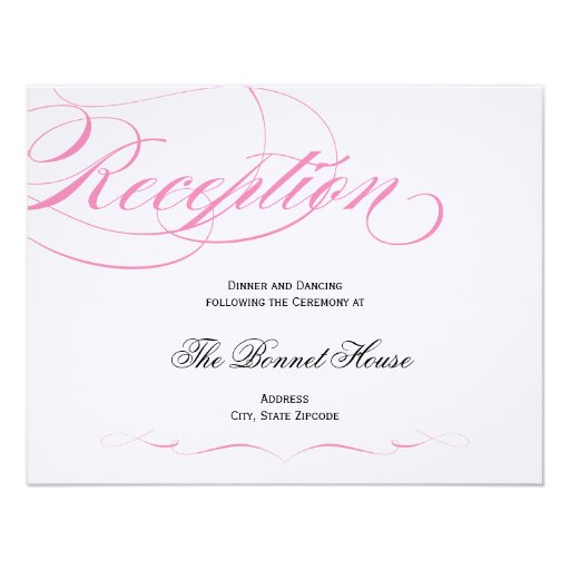 Elegant Script Reception Card - Pink Custom Invitations