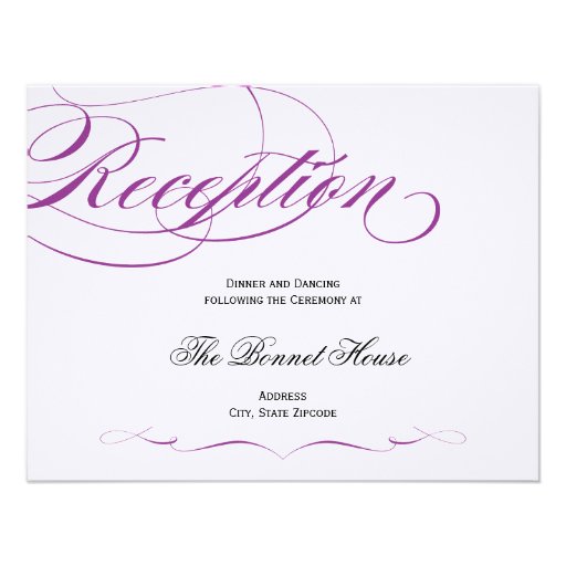 Elegant Script Reception Card - Purple Personalized Invitation